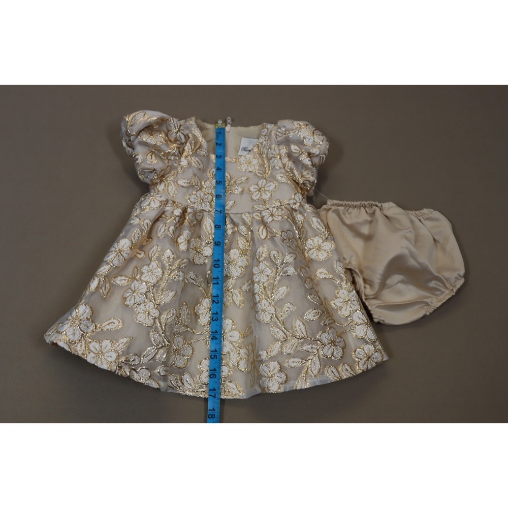 Rare‎ Editions Baby Girls Gold Burnout Organza Social Dress 6-9M - Picture 4 of 6